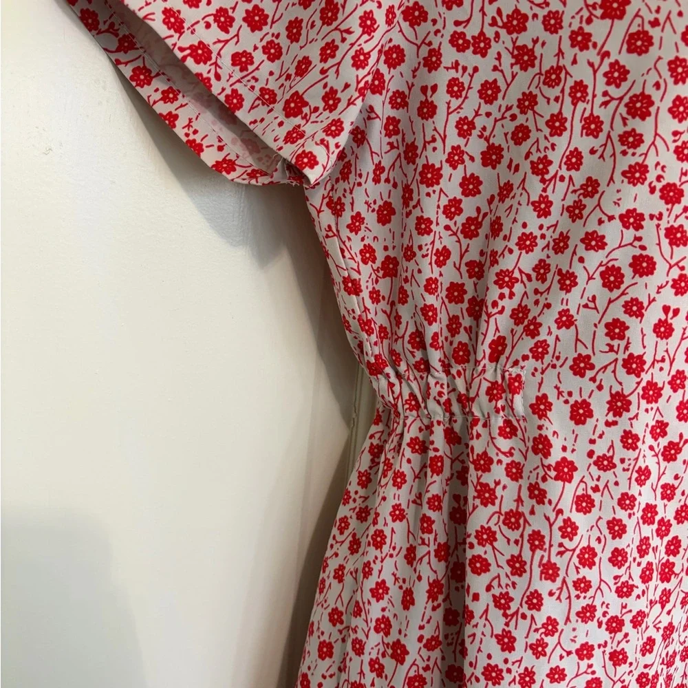 Red Floral Button-Front Sundress - Picture 2 of 4